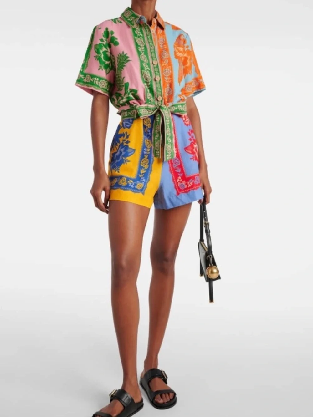 NWOT FARM Rio Colorful Scarf Print Belted Romper - size small - Picture 2 of 5